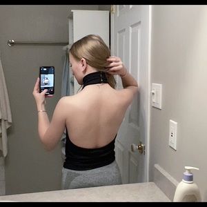 Turtle neck backless top by Streetwear Society